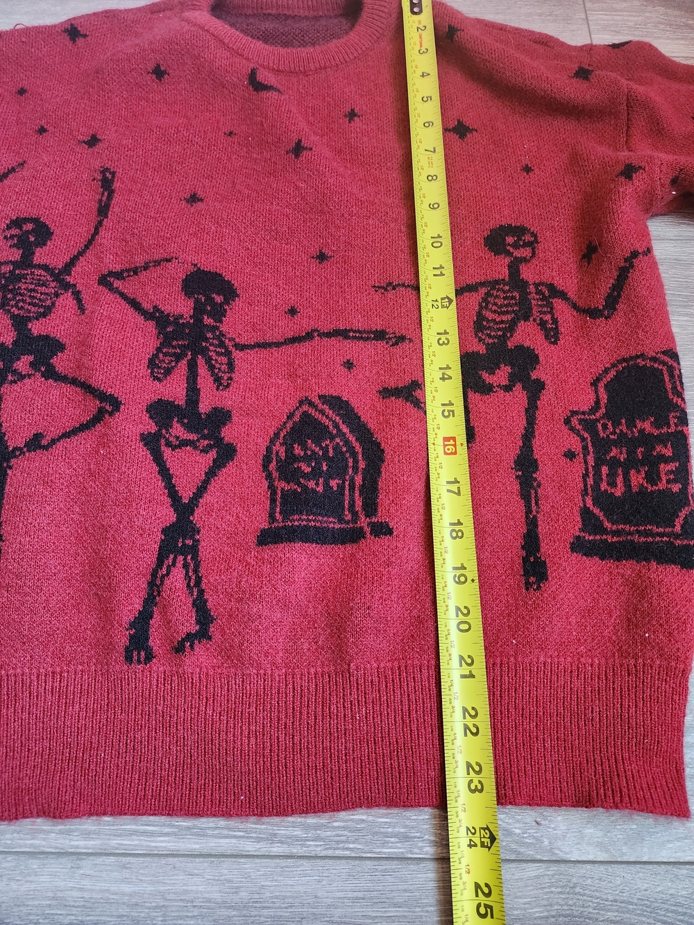 Festive Red & Black Skeleton Knit Sweater - Halloween - Picture 4 of 7